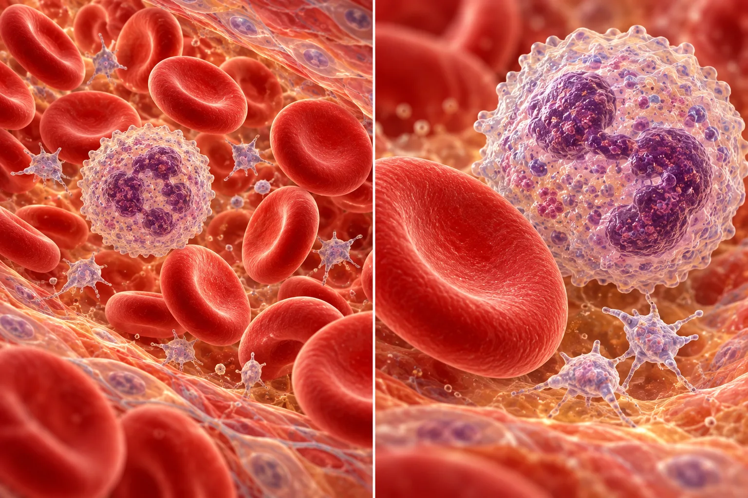 Educational illustration of Blood cells & platelets