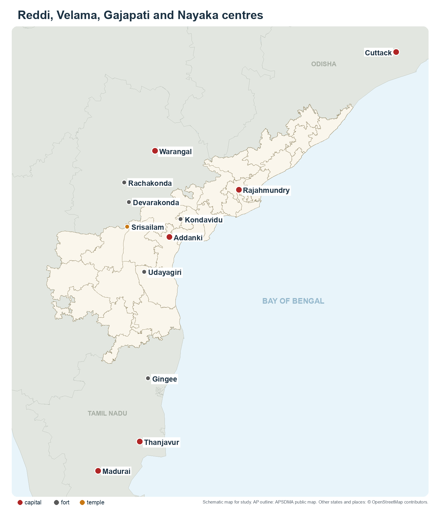 Reddi, Velama, Gajapati and Nayaka centres