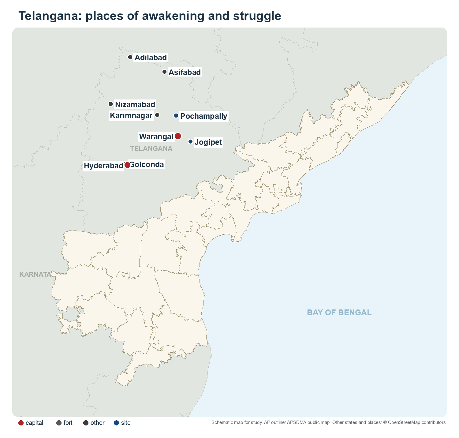 Telangana: places of awakening and struggle