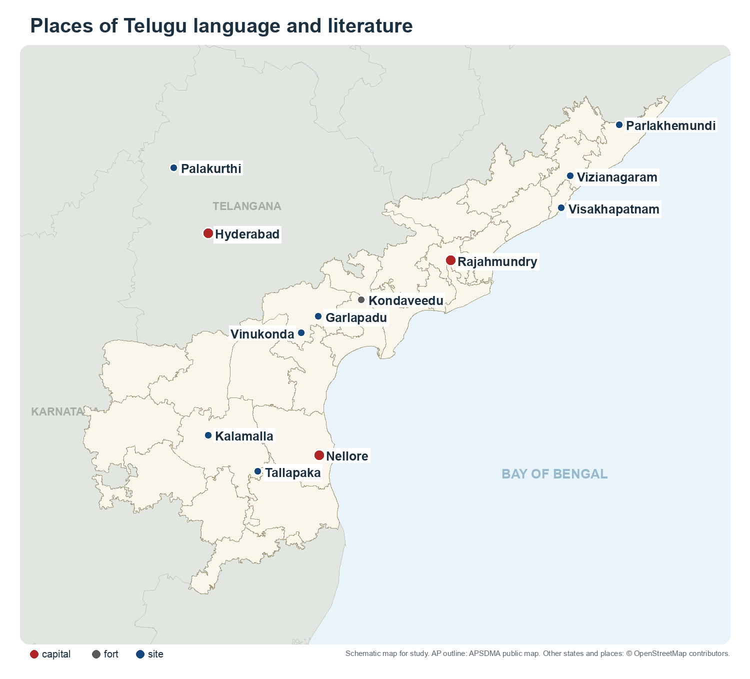 Places of Telugu language and literature