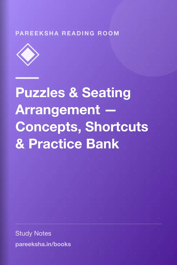 Puzzles & Seating Arrangement — Concepts, Shortcuts & Practice Bank cover