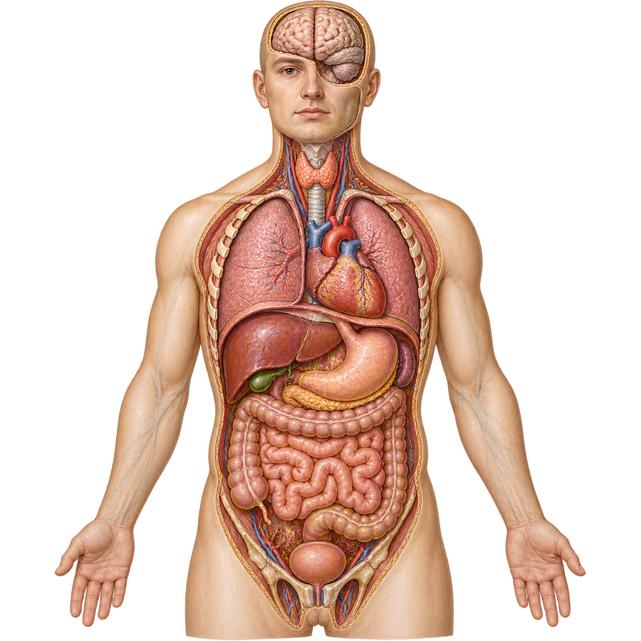 Illustrated diagram of the human organs